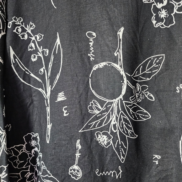 KIKO comfort clothing 100% linen top Black Floral button front lagenlook L - Picture 7 of 11